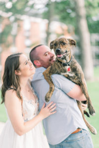 Des Moines engagement picture with dog