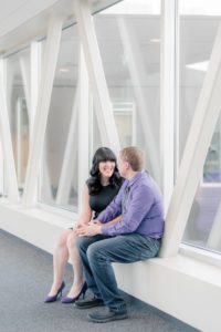 Engagement pictures at Cedar Rapids Library