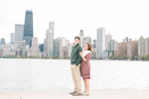 Engagement pictures at North Avenue Beach in Chicago